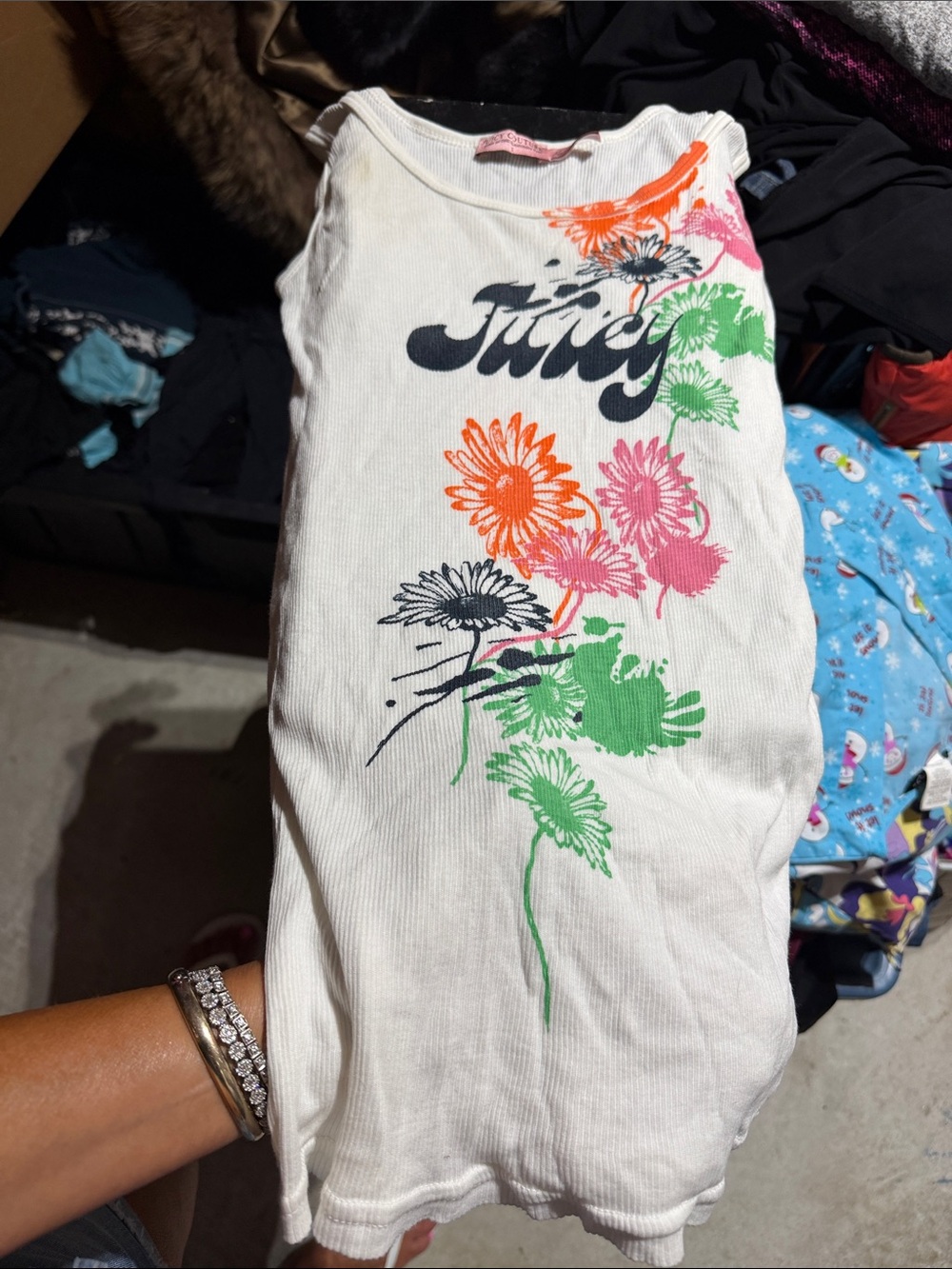 Juicy Couture White Tank Top with Multicolor Floral Print